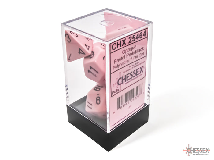 7-set Opaque Polyhedral Pastel Pink/black