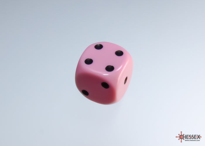 Opaque Pastel Pink/black 12mm d6 Dice Block (36 dice)