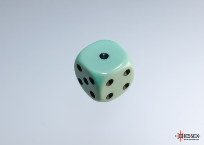 Opaque Pastel Green/black 12mm d6 Dice Block (36 dice)