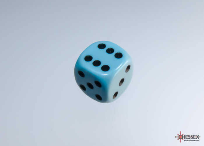 Opaque Pastel Blue/black 12mm d6 Dice Block (36 dice)