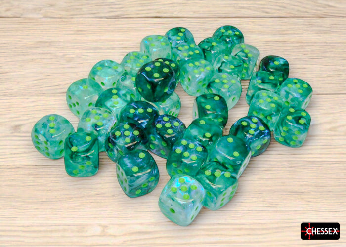 Borealis Kelp/light green Luminary 12mm d6 Dice Block (36 dice)