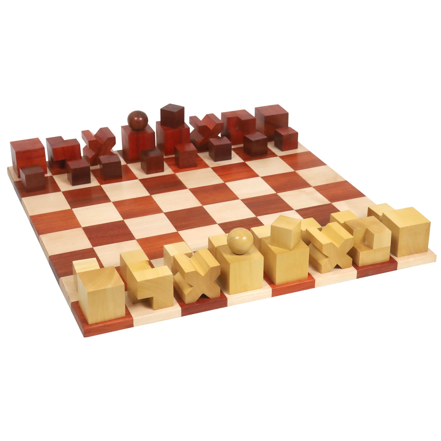 Reproduced 1923 Bauhaus Combo Chess Set -Bud Rosewood Chess Pieces + Chess Board