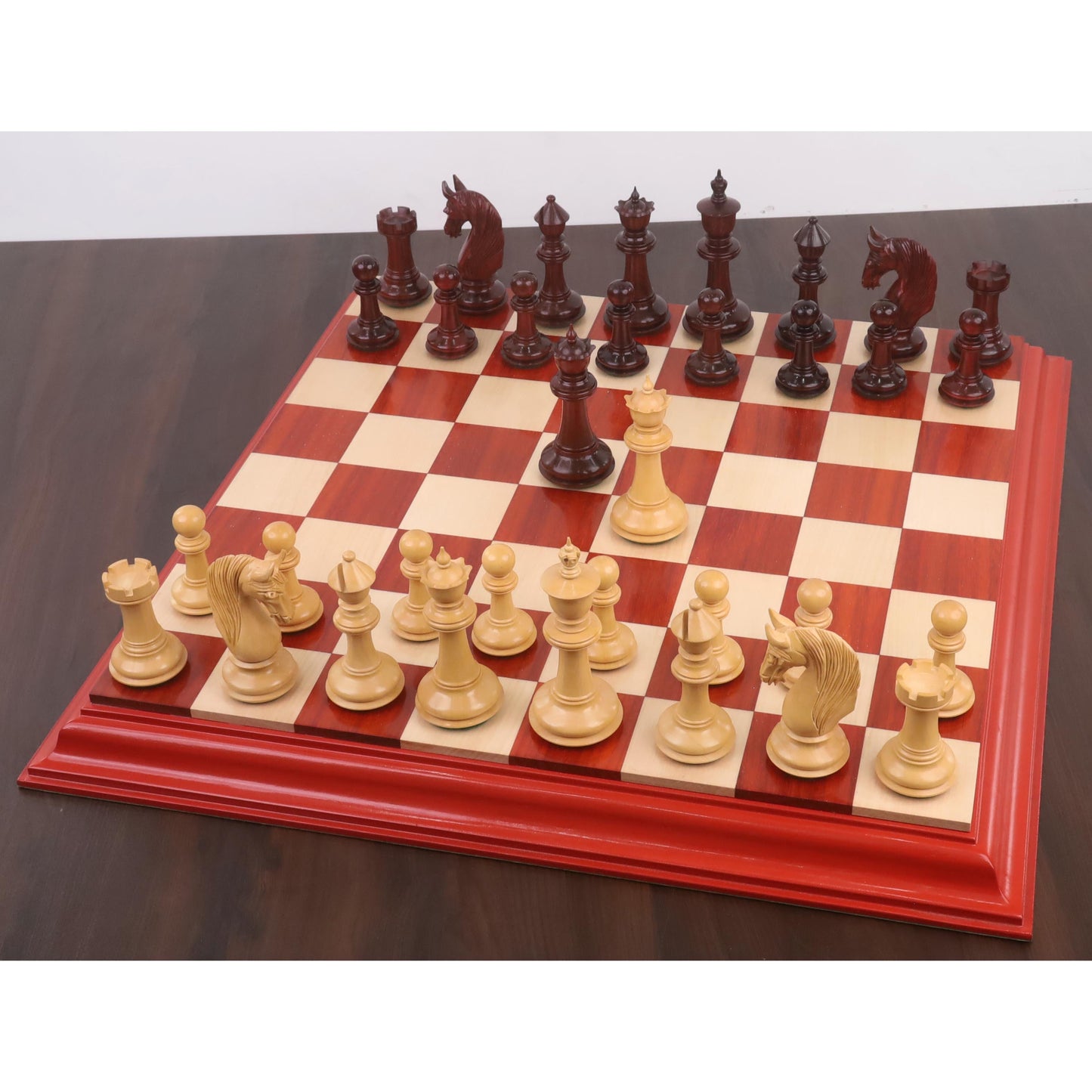 4.6" Bath Luxury Staunton Chess Set- Chess Pieces Only - Bud Rosewood - Triple Weight