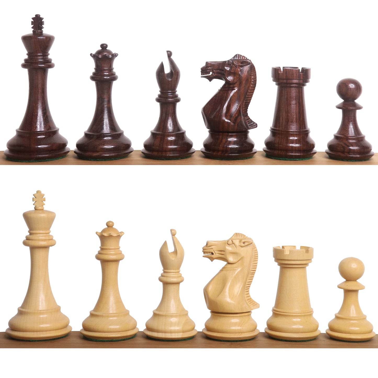 4" Sleek Staunton Luxury Chess Set- Chess Pieces Only - Triple Weighted Rose Wood