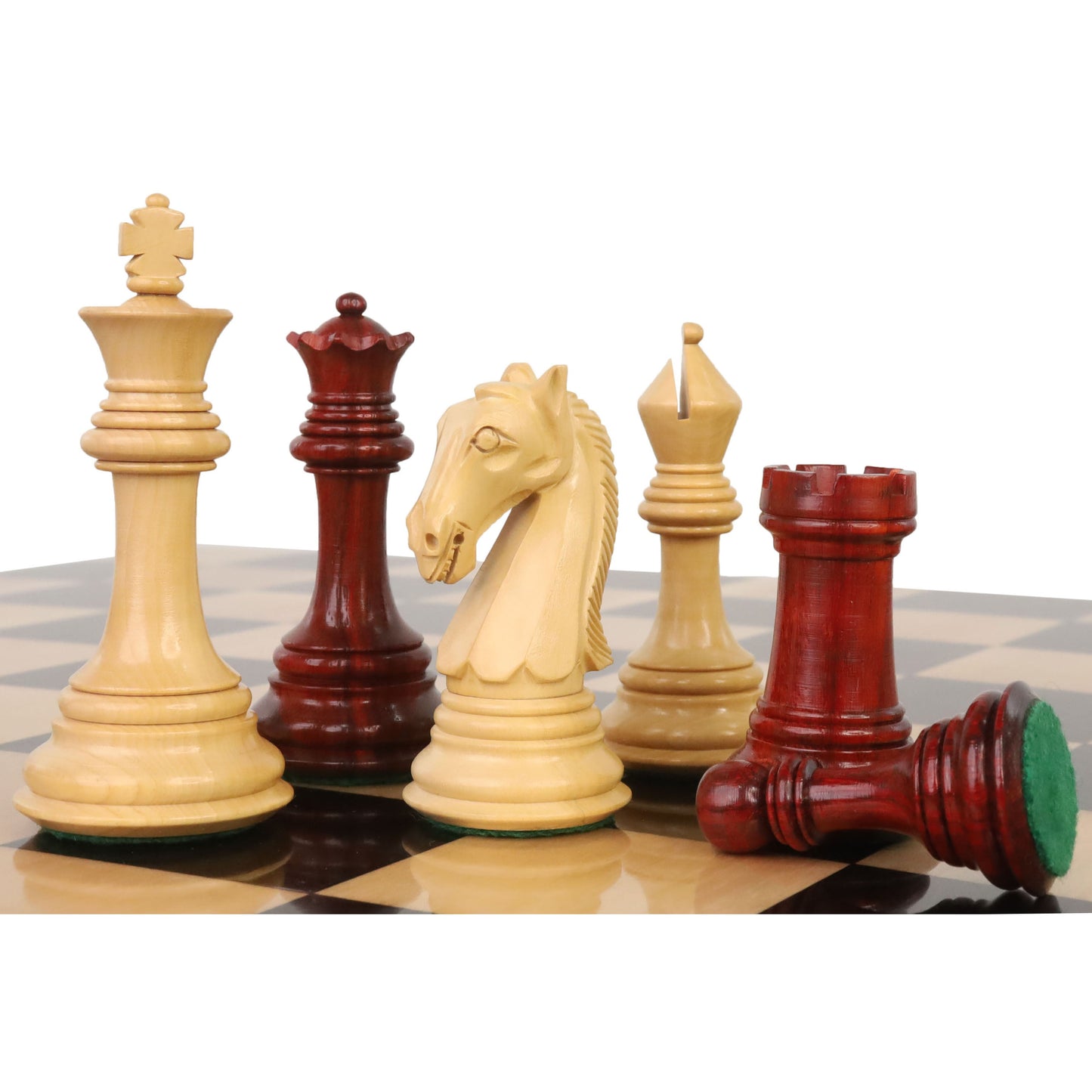 3.9" New Columbian Staunton Chess Set- Chess Pieces Only - Bud Rosewood - Double Weighted