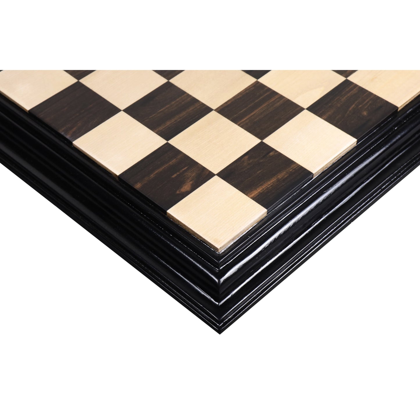 21" Ebony & Maple Wood Luxury Chess board with Carved Border- 57 mm Square