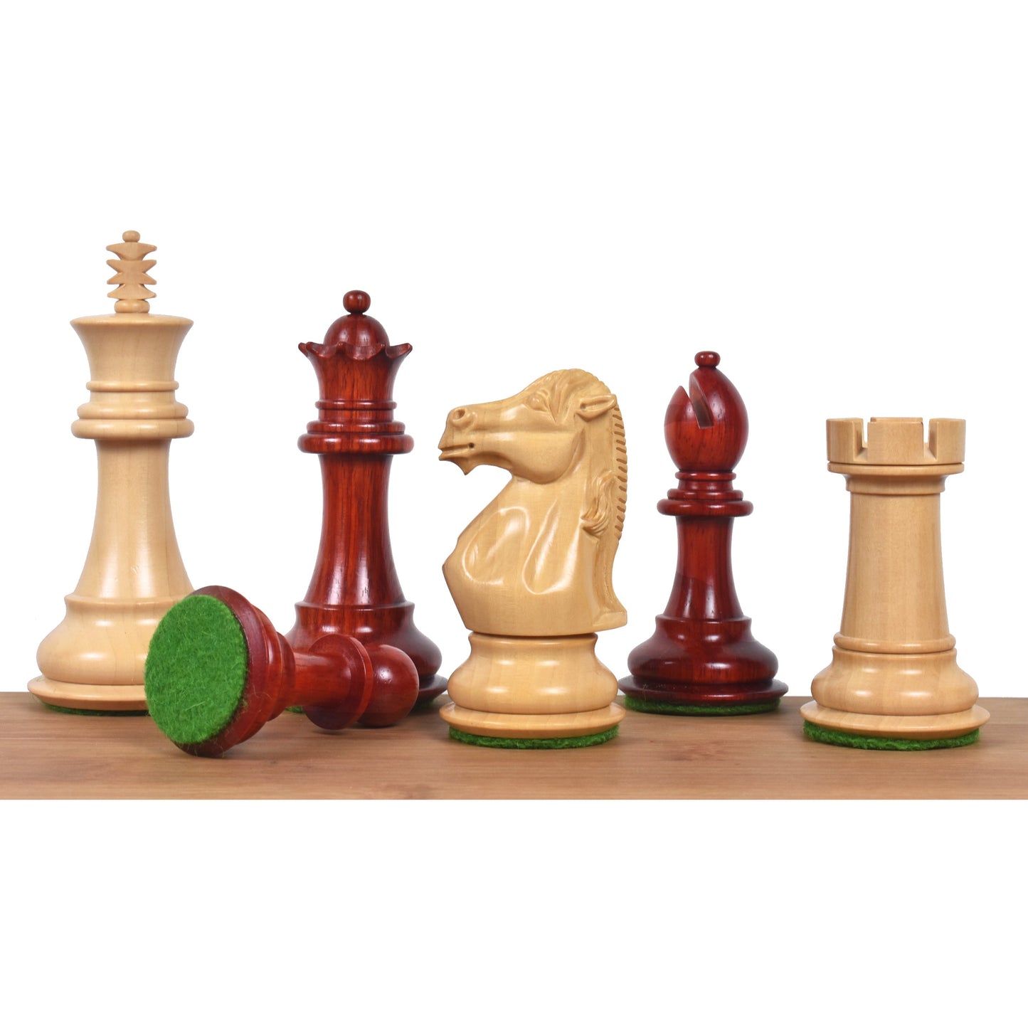 3.9" Royal Knight Staunton Chess Set- Chess Pieces Only- Triple Weighted Bud Rose Wood