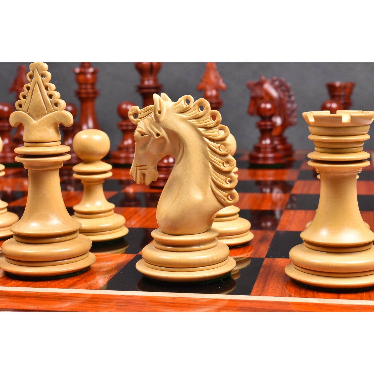4.5″ Carvers’ Art Luxury Chess Set- Chess Pieces Only - Triple Weighted Budrose Wood