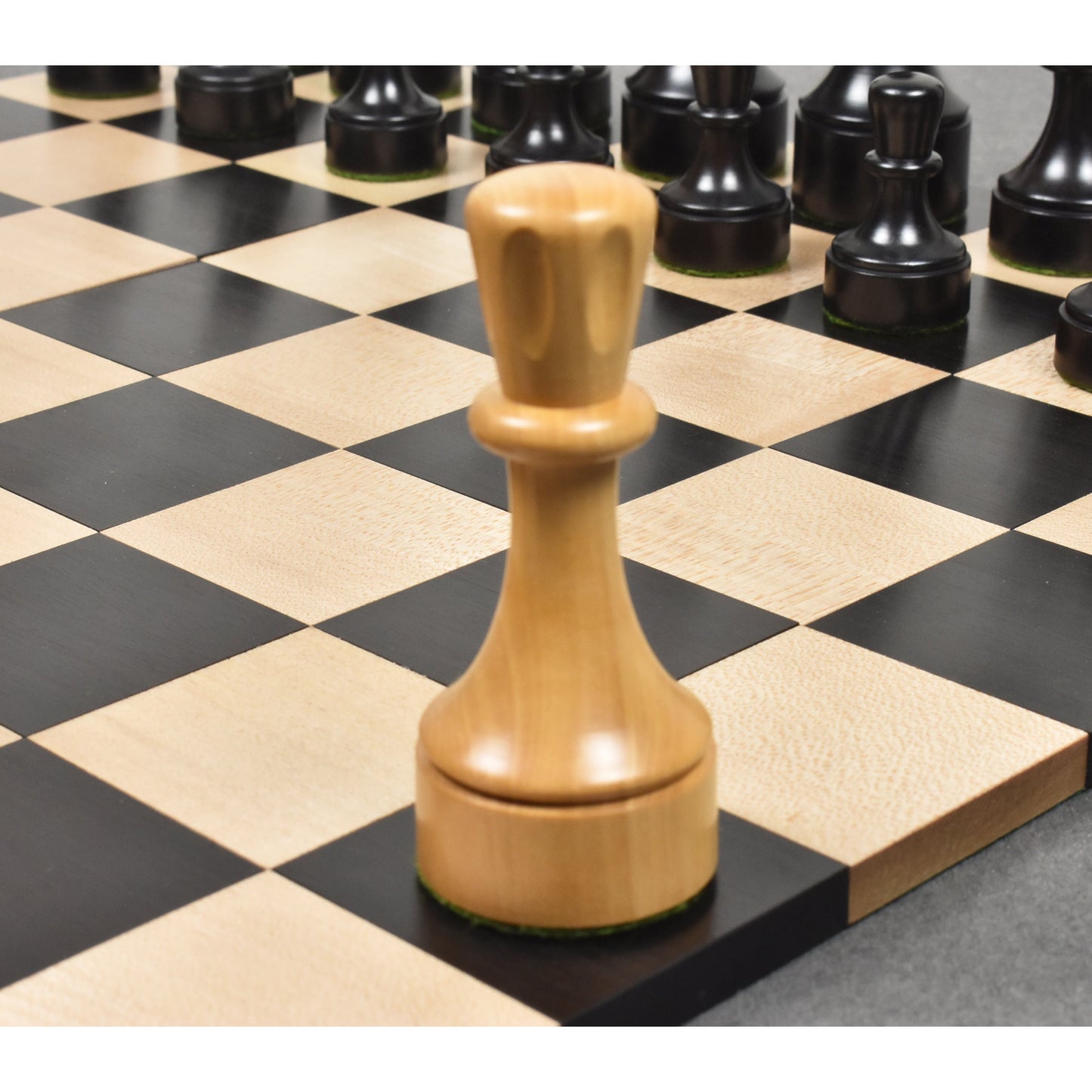 Bundesform German Staunton Alternative Chess Set- Chess Pieces Only- Ebonised Boxwood - 3.8"