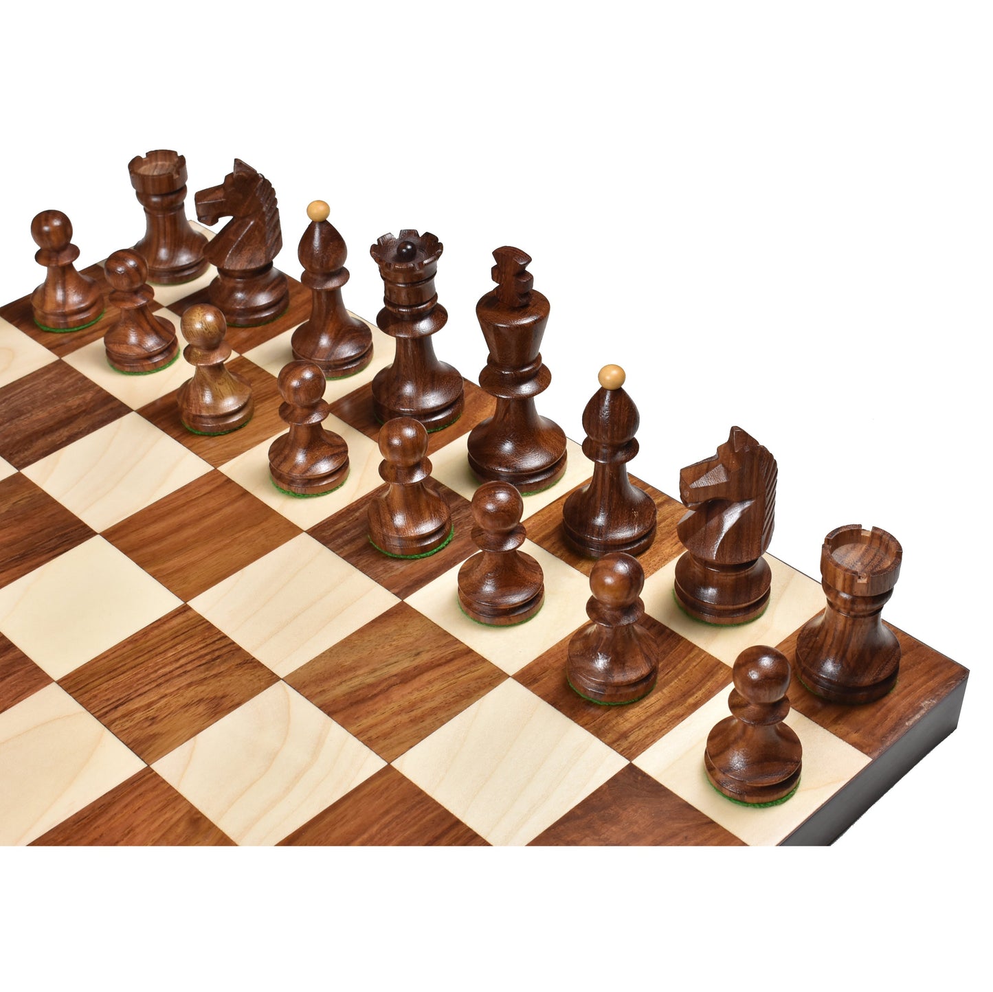 3.8" Romanian Hungarian Chess Set- Chess Pieces Only - Weighted Golden Rosewood