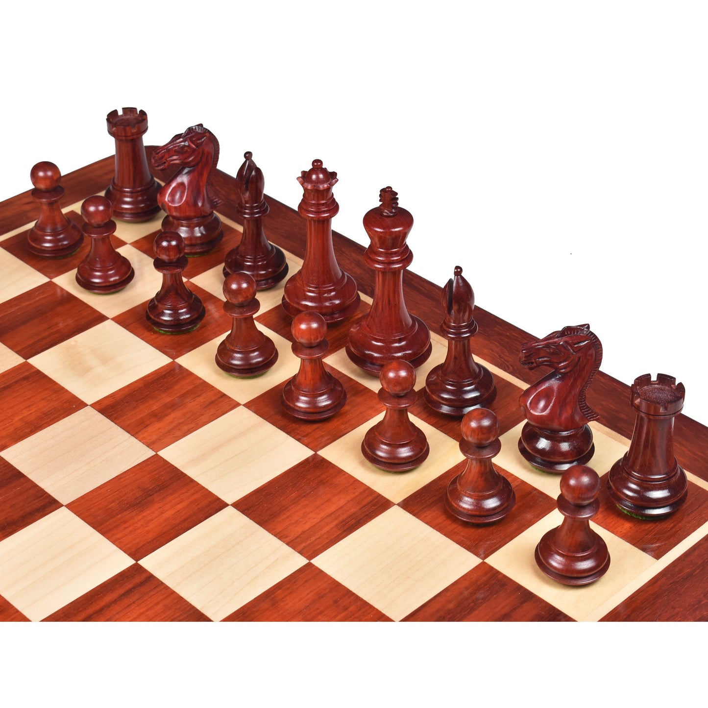 4.1" Chamfered Base Staunton Chess Set- Chess Pieces Only- Triple Weighted Bud Rosewood