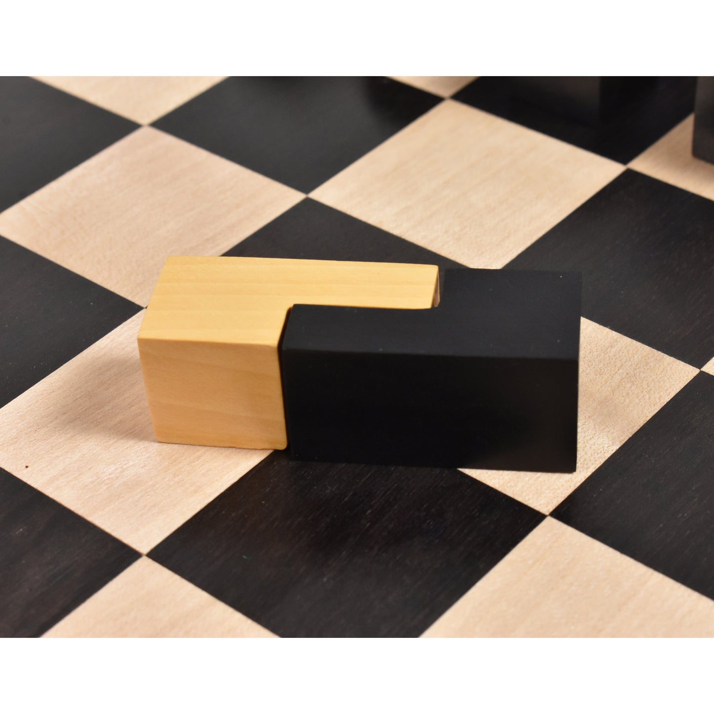 1966 Lanier Graham Chess pieces set in Ebonised Box & Ebony Wood Board-2.7" King