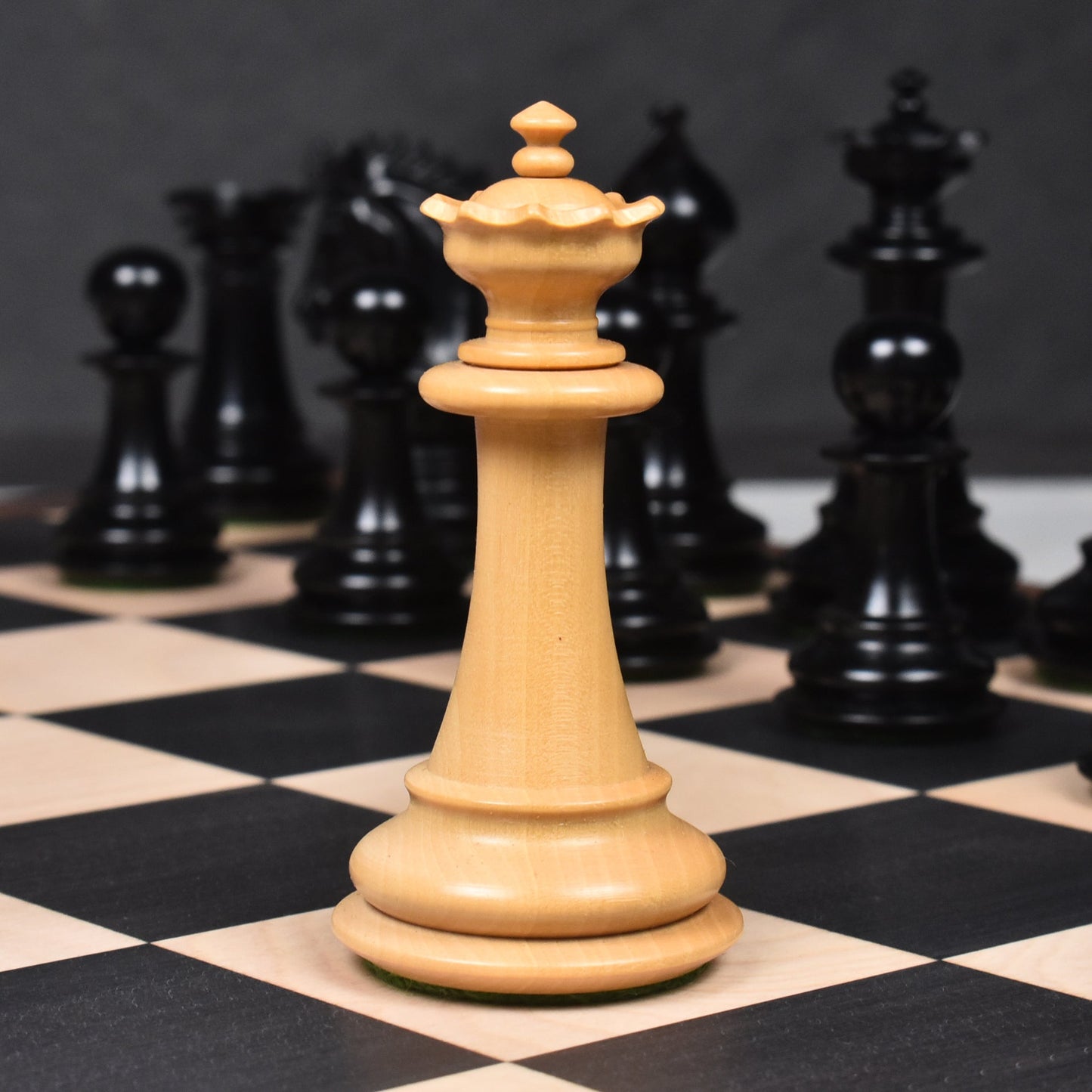 Combo of 3.7" Emperor Series Staunton Chess Set - Pieces in Ebony Wood with Board and Box
