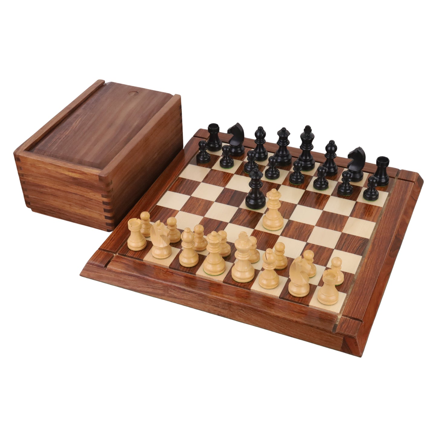 2.8" Tournament Staunton Chess Set- Chess Pieces Only - Ebonised Boxwood- Compact size