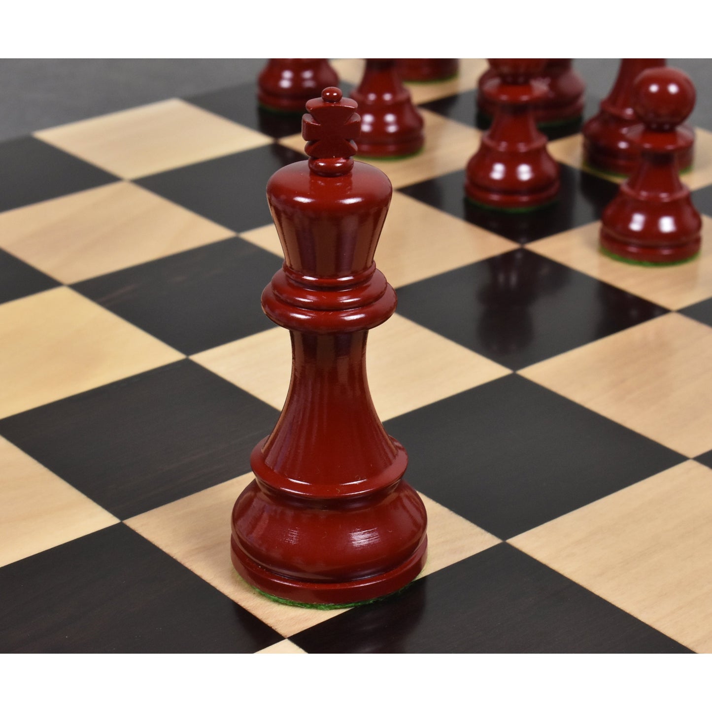 3.8" Prime Staunton Chess Set- Chess Pieces Only - Burgundy and White Lacquered Boxwood
