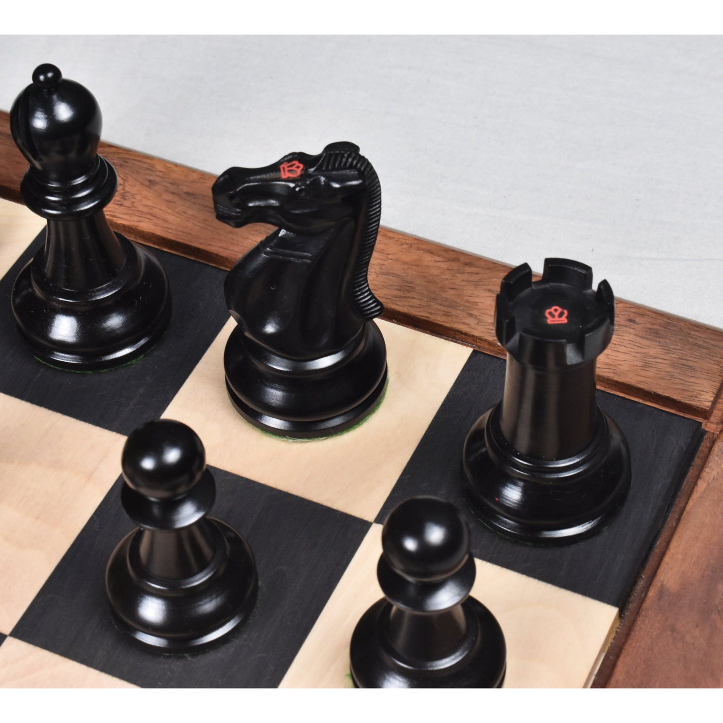 3.9" Lessing Staunton Chess Set- Chess Pieces Only - Natural Ebony Wood - Triple Weighted