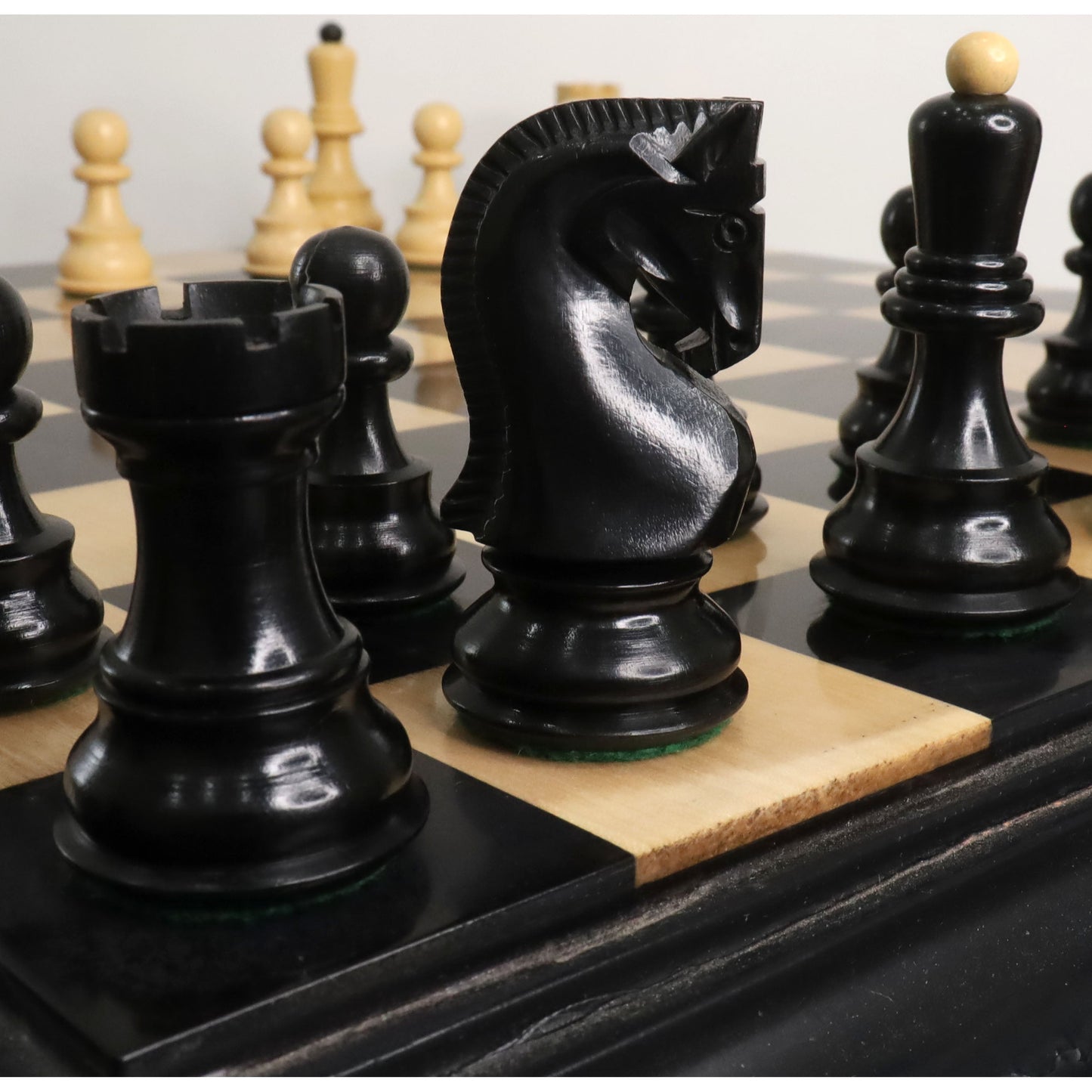3.9" Russian Zagreb 59' Chess Set- Chess Pieces Only - Double Weighted Ebony Wood