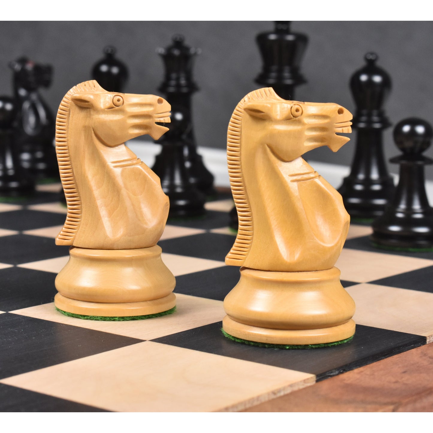 3.9" Lessing Staunton Chess Set- Chess Pieces Only - Natural Ebony Wood - Triple Weighted
