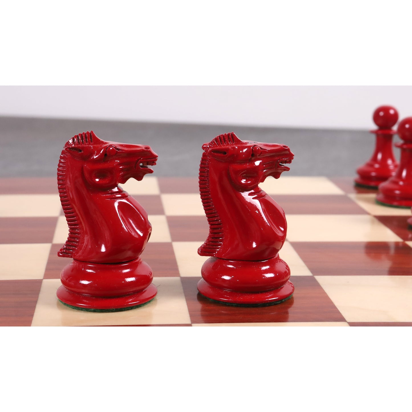 1849 Jacques Cook Staunton Collectors Chess Set- Chess Pieces Only - Red & White - 3.75"