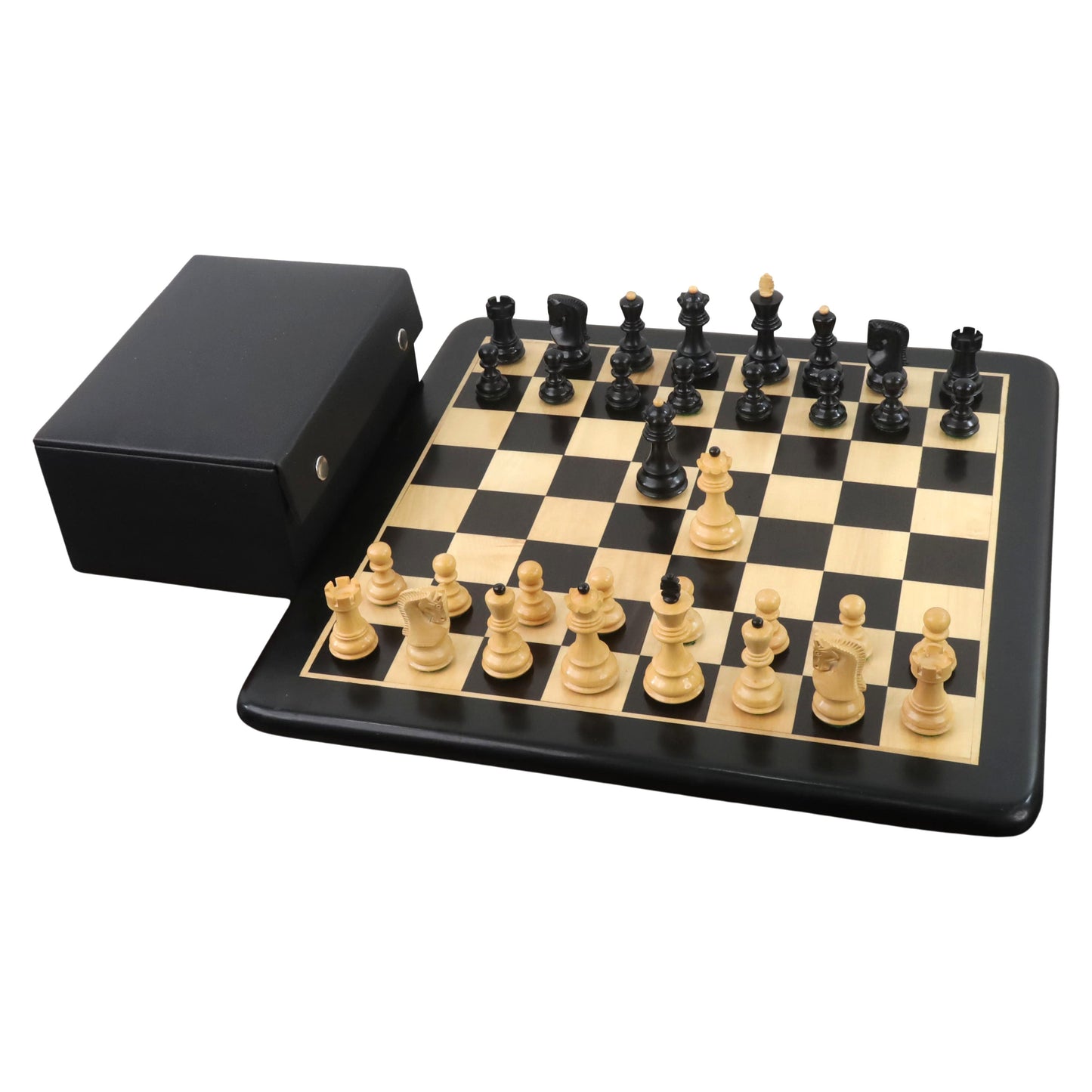 3.1" Russian Zagreb Chess Set- Chess Pieces Only - Weighted Ebonised Boxwood