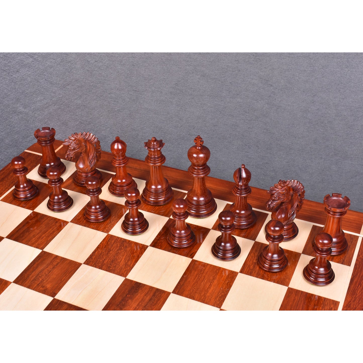 4.6" Mogul Staunton Luxury Chess Set- Chess Pieces Only - Triple Weighted Bud Rose Wood
