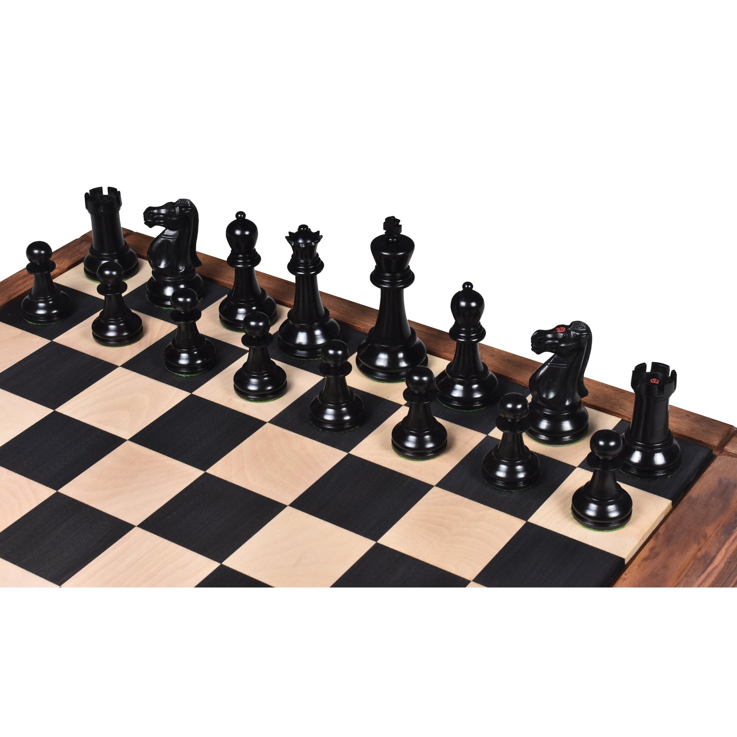 3.9" Lessing Staunton Chess Set- Chess Pieces Only - Natural Ebony Wood - Triple Weighted