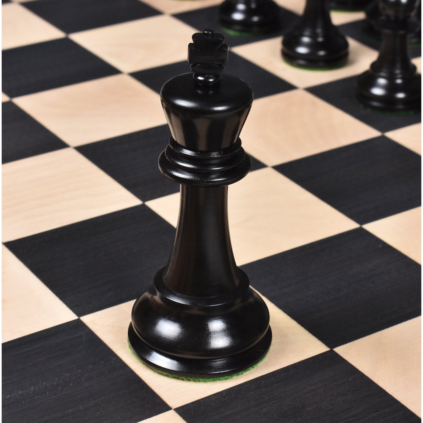 3.9" Lessing Staunton Chess Set- Chess Pieces Only - Natural Ebony Wood - Triple Weighted
