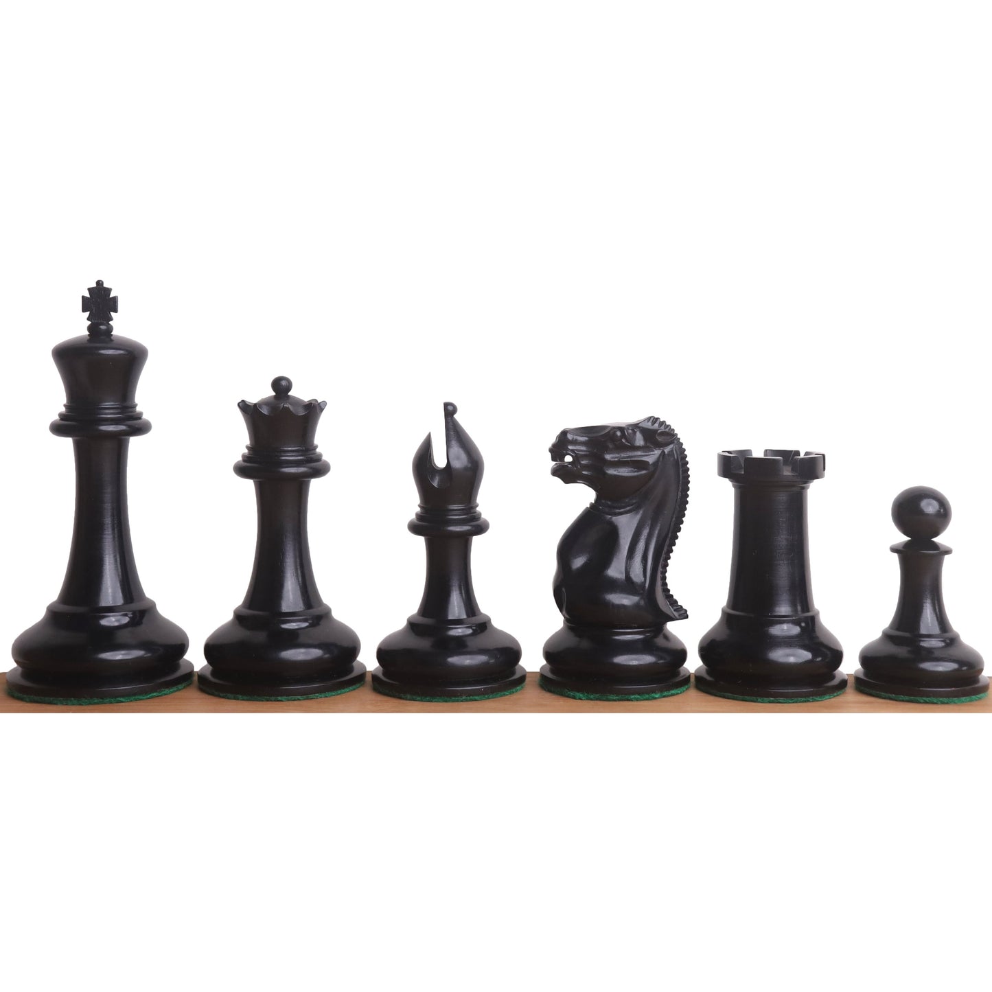 1849 Cooke Type Staunton Chess Set- Chess Pieces Only - Ebony Wood & Antiqued Boxwood - 4.3" King