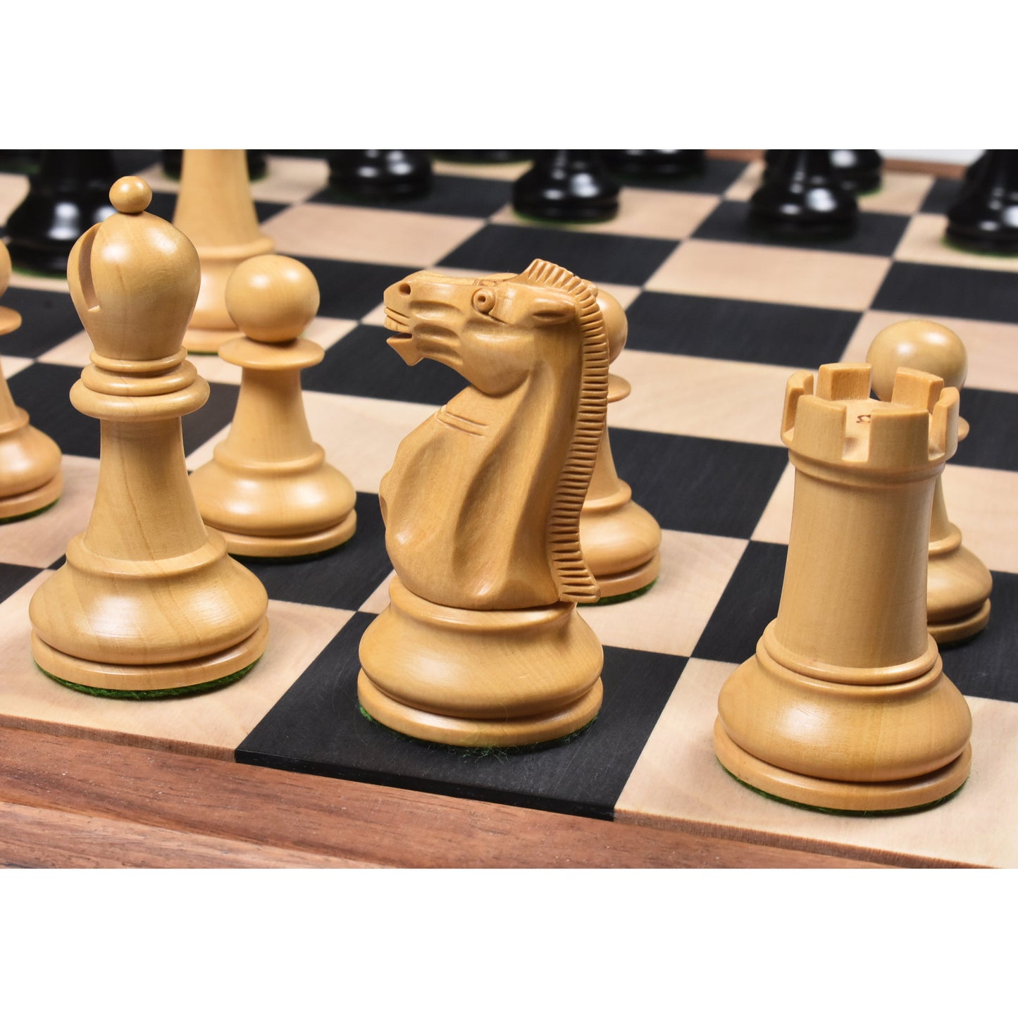3.9" Lessing Staunton Chess Set- Chess Pieces Only - Natural Ebony Wood - Triple Weighted