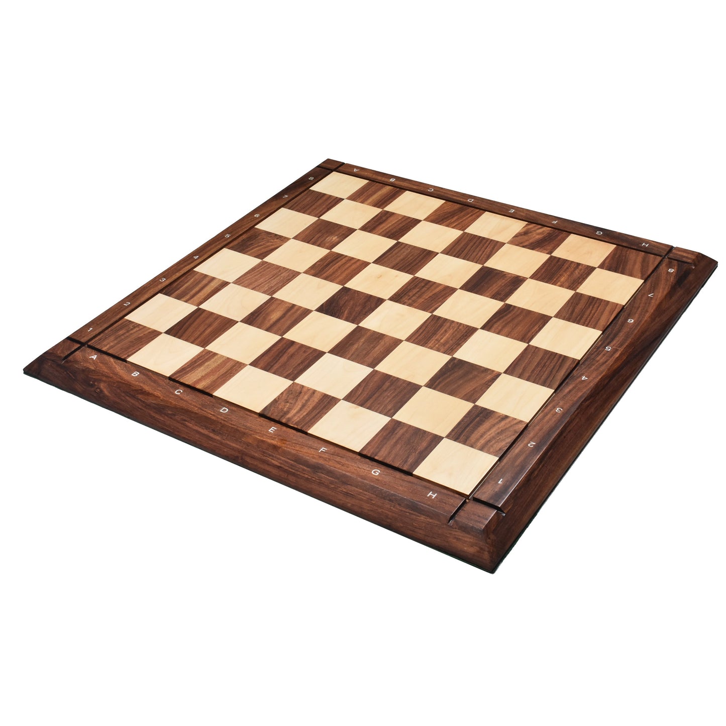 21" Drueke Style Golden Rosewood & Maple Chess board- Matt Finish-With Notations