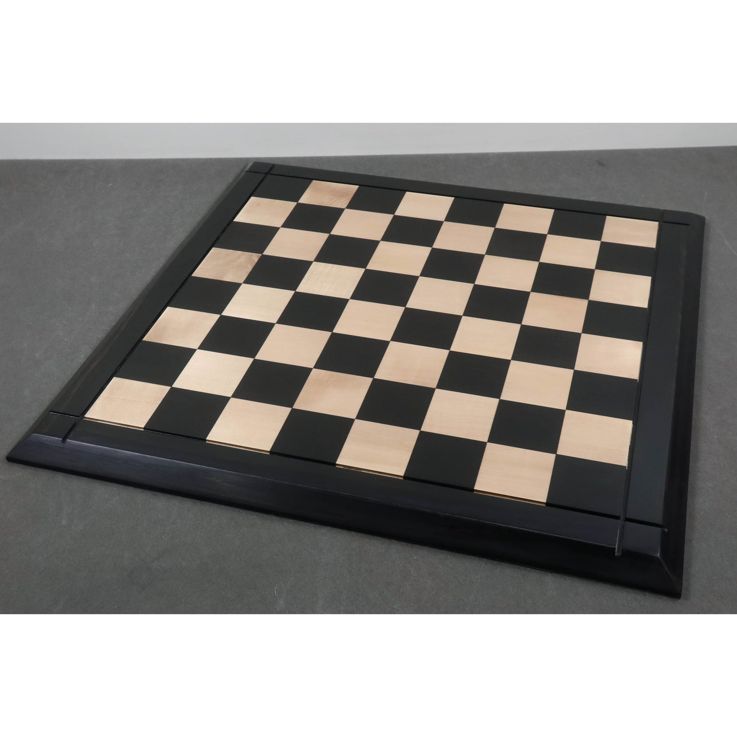 25" Large Players' Drueke Style Ebony Wood & Maple Chessboard - 65 mm square