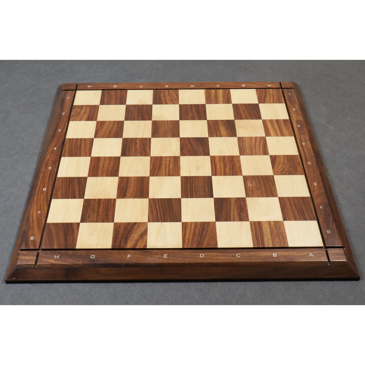 21" Drueke Style Golden Rosewood & Maple Chess board- Matt Finish-With Notations