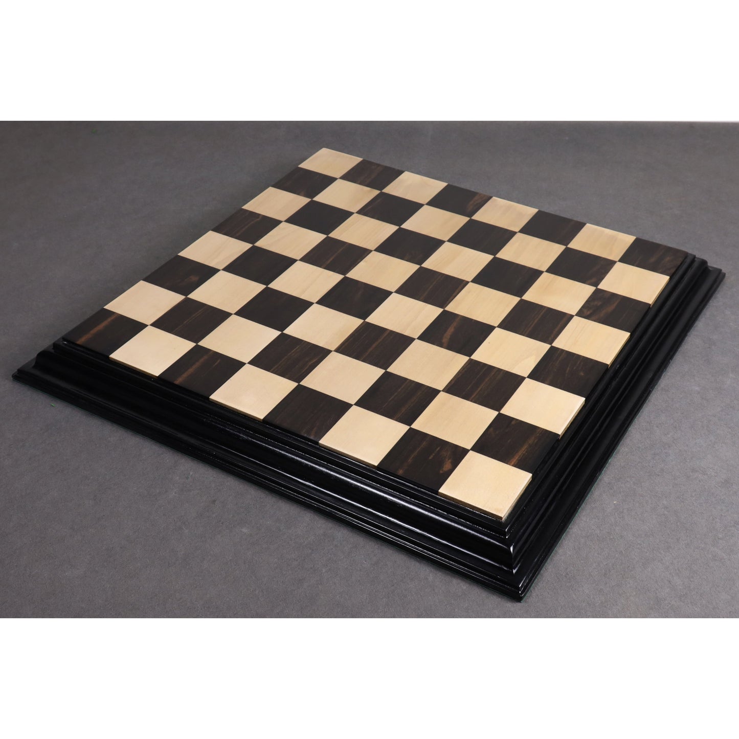 21" Ebony & Maple Wood Luxury Chess board with Carved Border- 57 mm Square