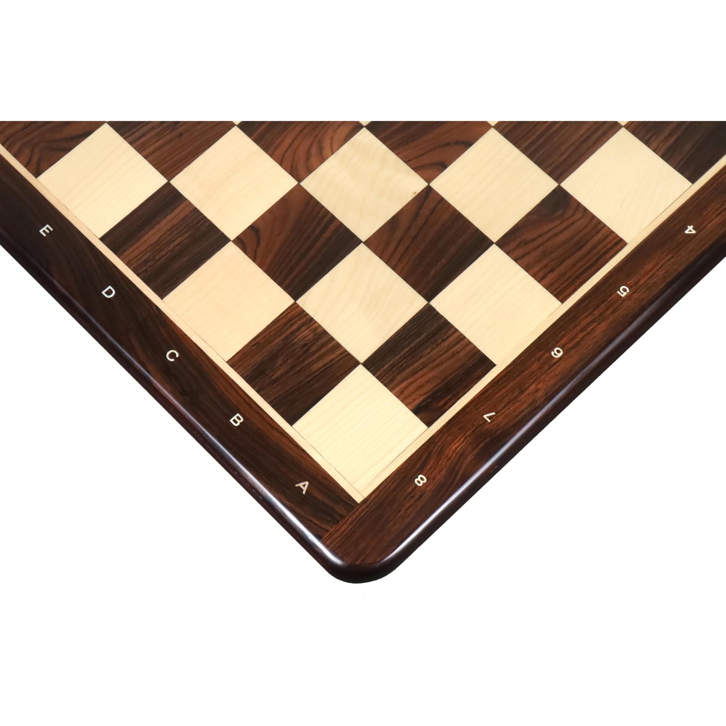 21" Flat Chessboard in Rosewood & Maple Wood - 55 mm Square- Algebraic Notations