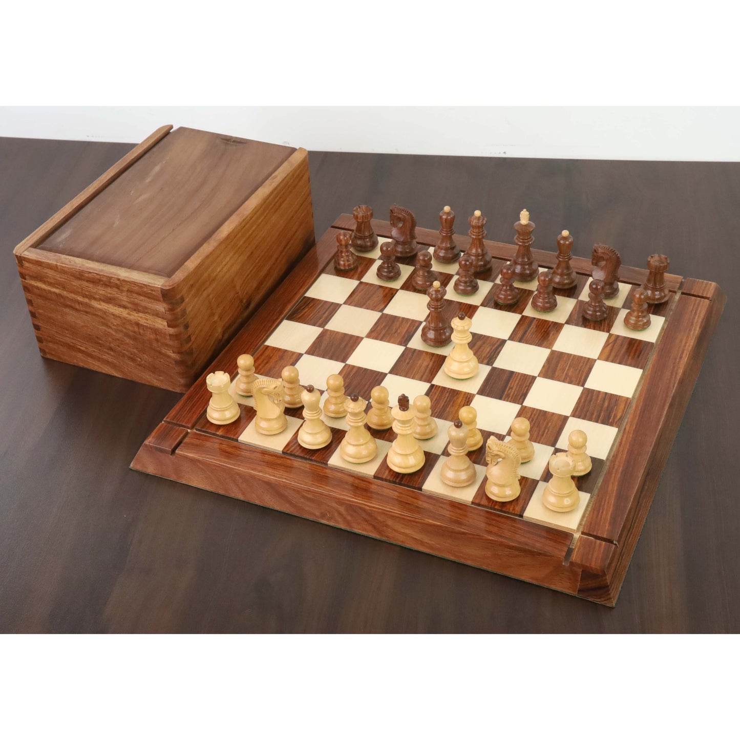 2.6″ Russian Zagreb Chess Set- Chess Pieces Only – Weighted Golden Rose wood & Boxwood