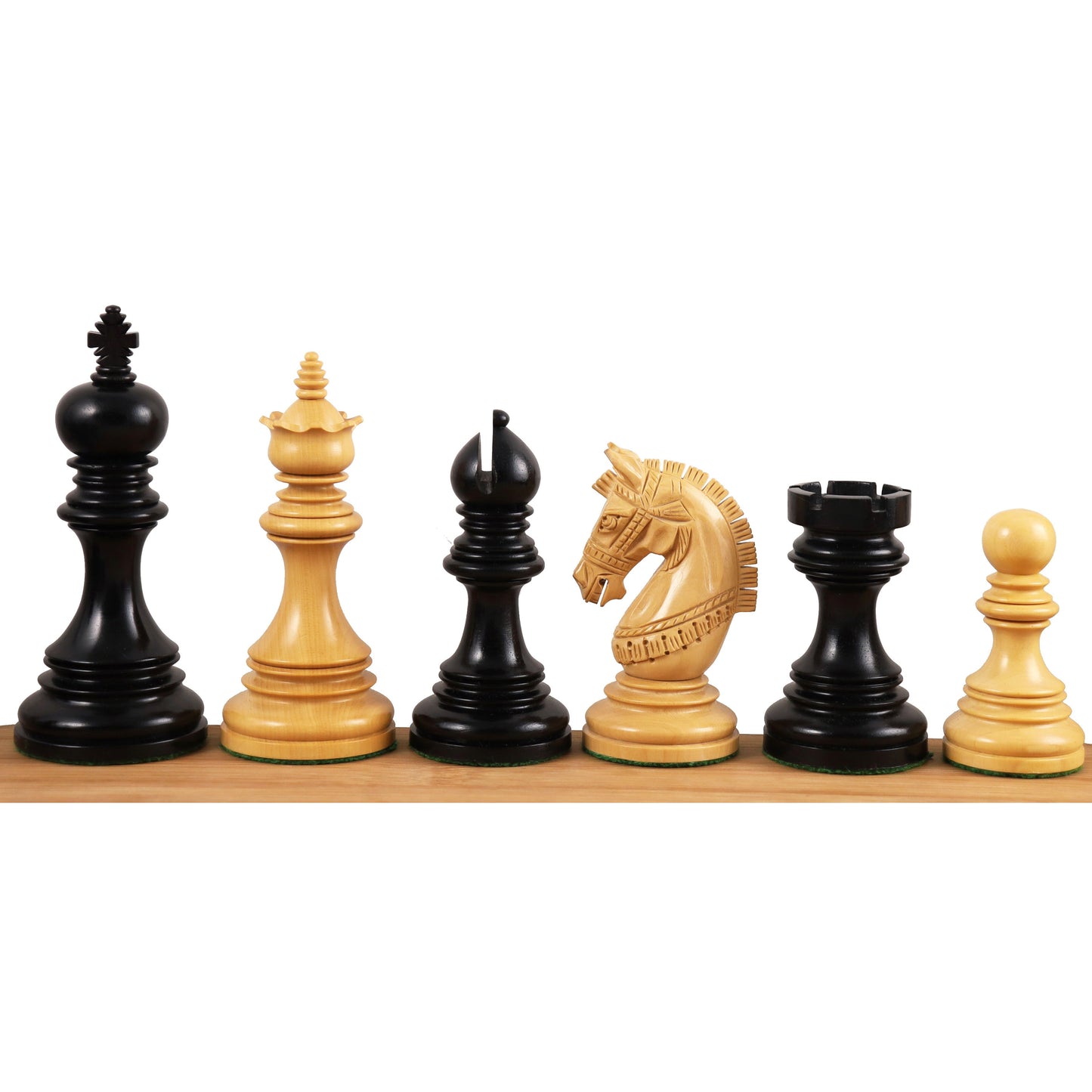Combo of 4.1" Stallion Staunton Luxury Ebony Wood Chess Pieces with 23" Large Ebony & Maple Wood Chessboard and Storage Box