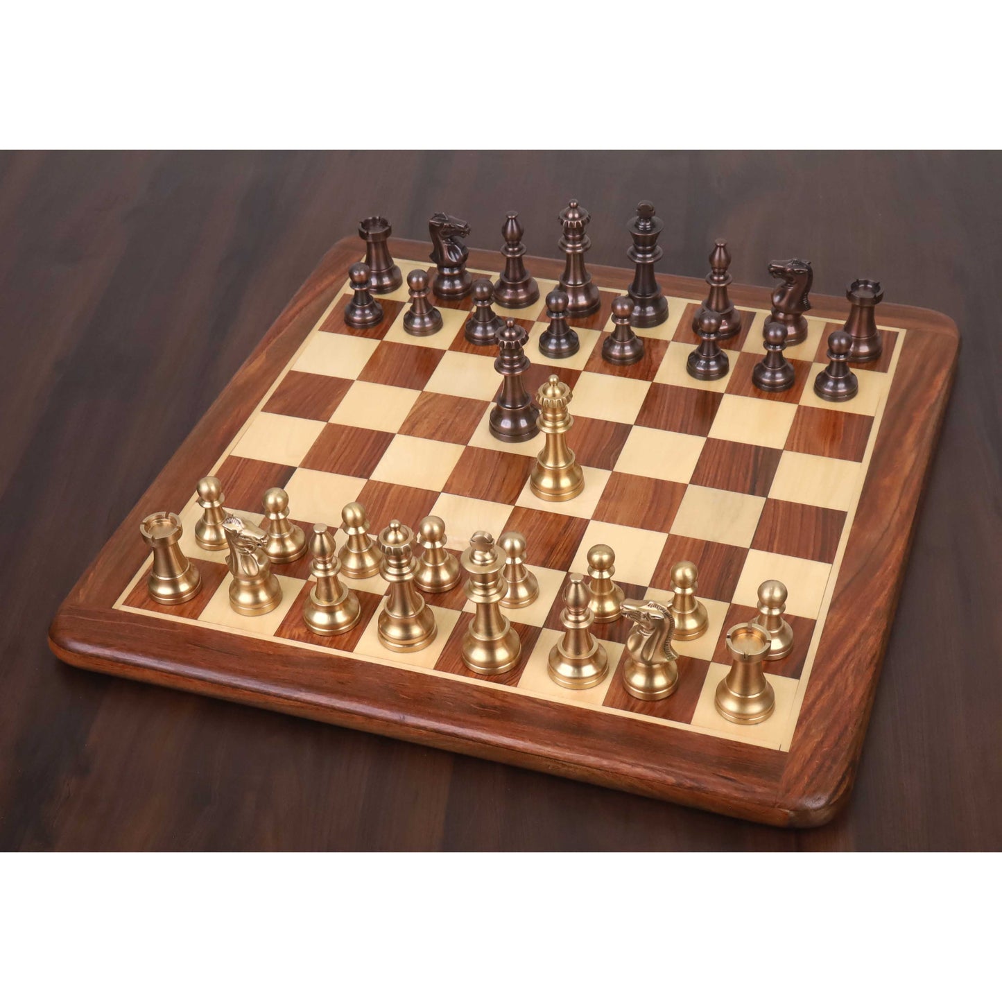 3.2" Pro Staunton Brass Metal Luxury Chess Set - Pieces Only- Antiqued Copper