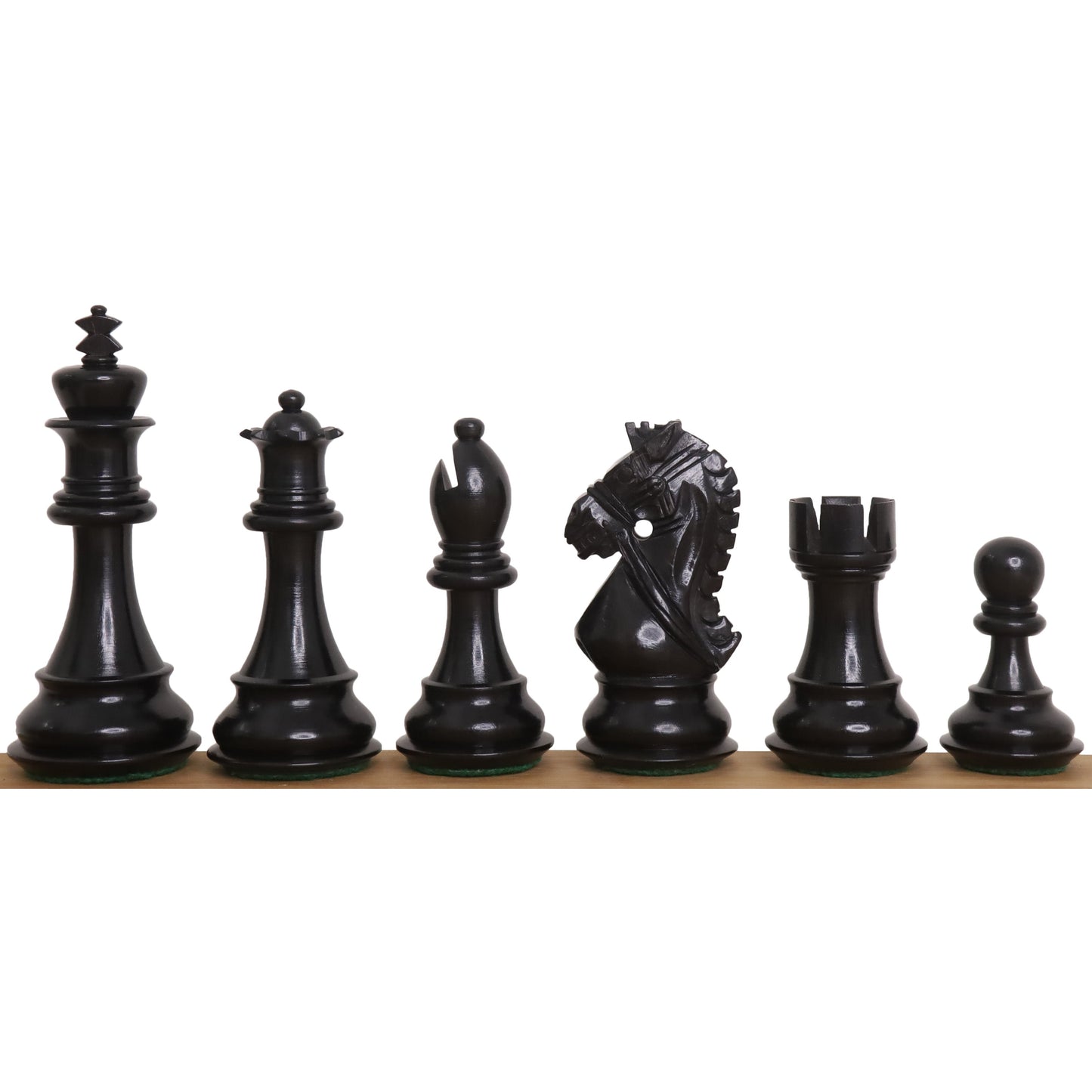 4" Bridle Staunton Luxury Chess Set- Chess Pieces Only - Ebony Wood & Boxwood