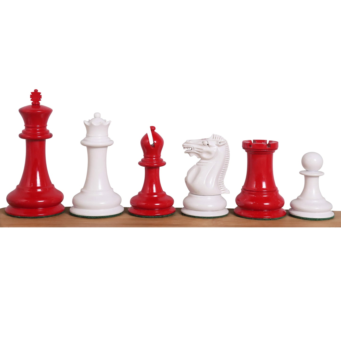 1849 Jacques Cook Staunton Collectors Chess Set- Chess Pieces Only - Red & White - 3.75"