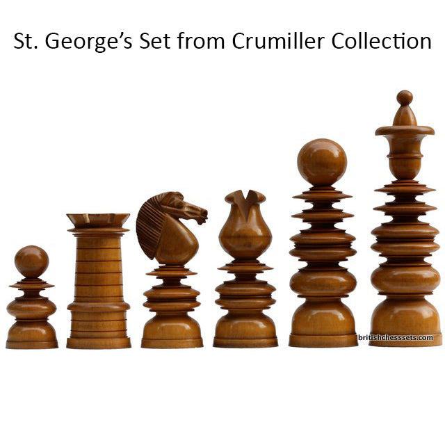 4.3" St. George Pre-Staunton Calvert Chess Set- Chess Pieces Only-Antiqued Boxwood And Ebony