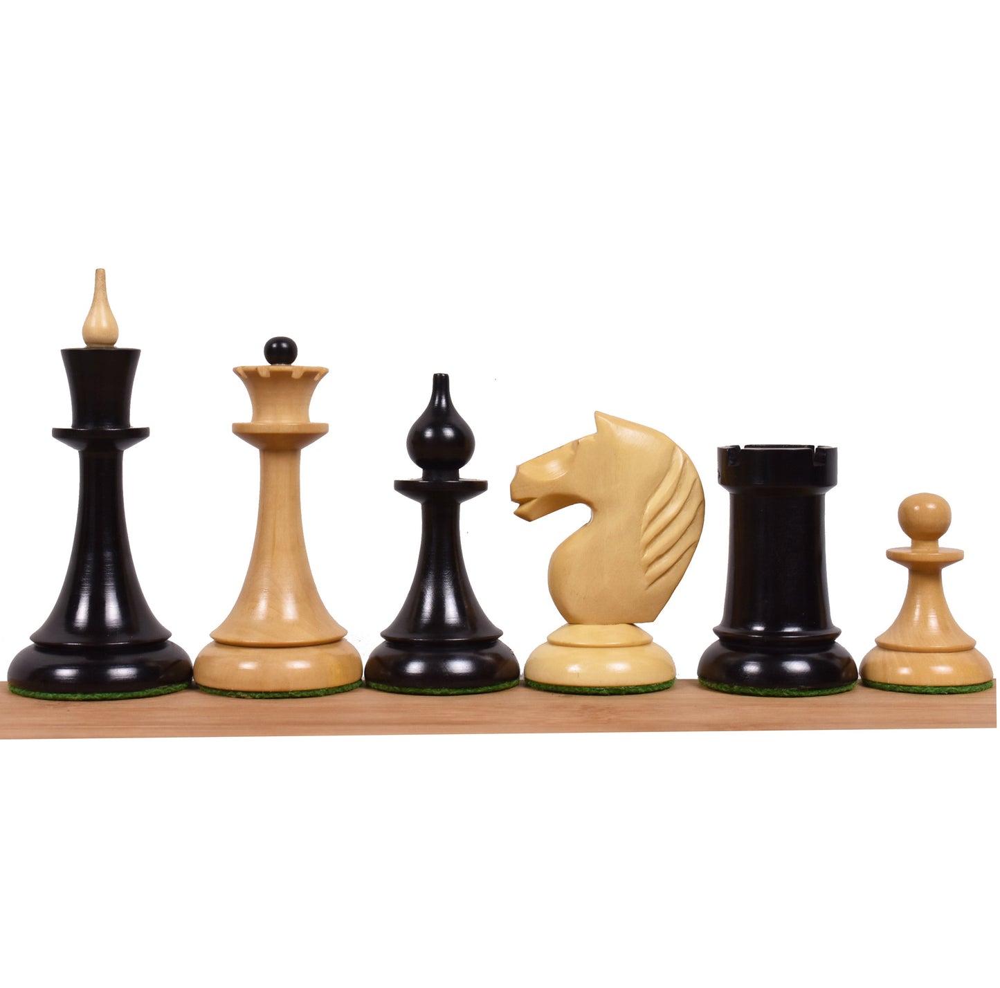 1950's Soviet Latvian Reproduced Chess Set- Chess Pieces Only- Ebonised Boxwood - 4"