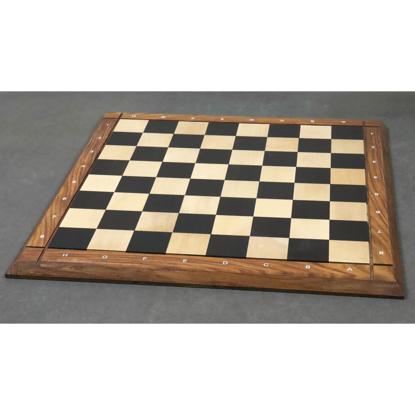 21" Solid Ebony & Maple Wood Chess Board With Notations - 55 mm square - Matt Finish
