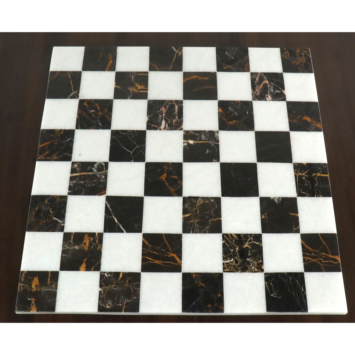 18'' Borderless Marble Stone Luxury Chess Board - Black and White Marble Stone