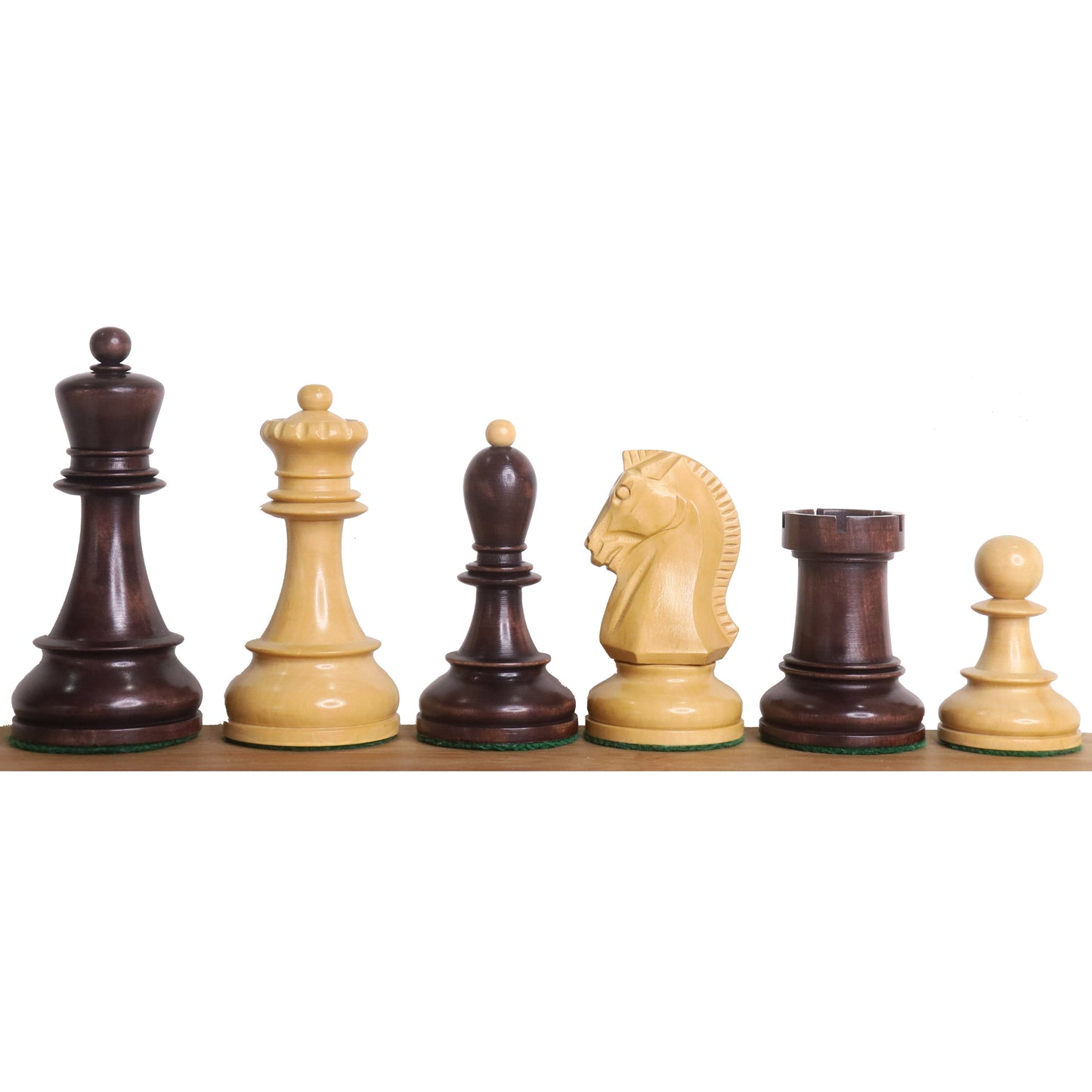1950s' Fischer Dubrovnik Chess Set- Chess Pieces Only - Unweighted Base - Mahogany Stained Boxwood