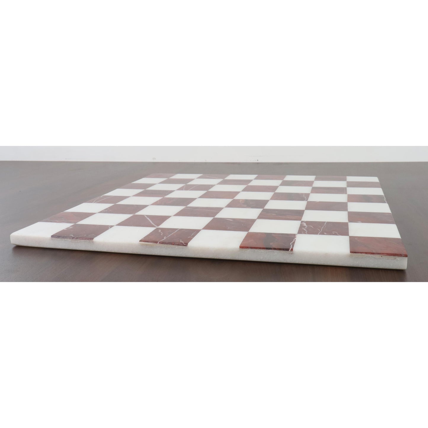 15'' Borderless Marble Stone Luxury Chess Board - Maroon Semi Precious Stones