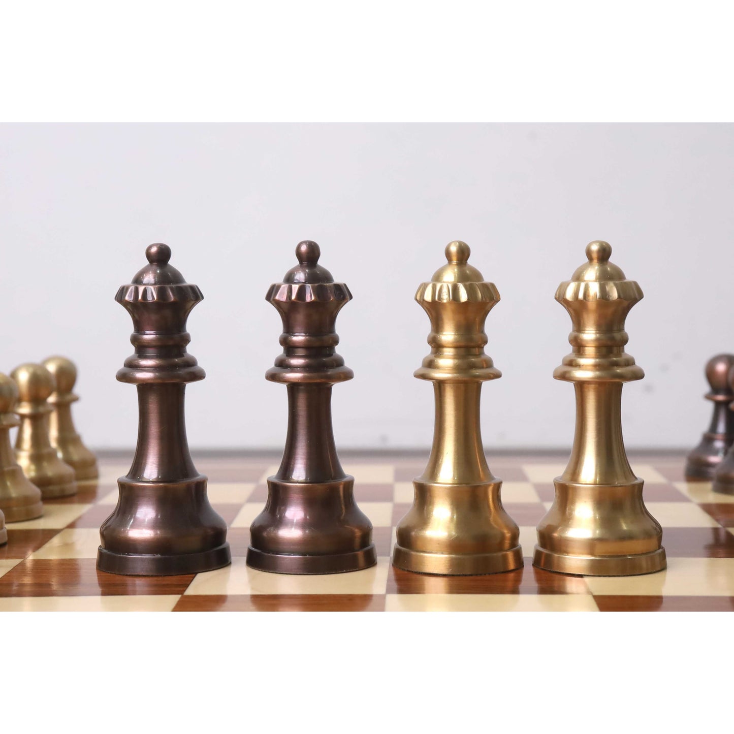 3.2" Pro Staunton Brass Metal Luxury Chess Set - Pieces Only- Antiqued Copper