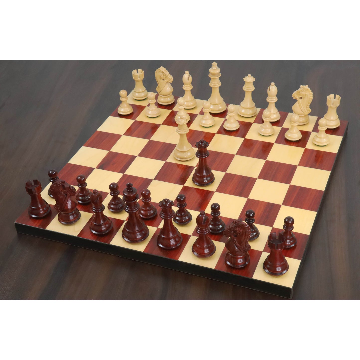 3.9" Bridle Staunton Luxury Chess Set- Chess Pieces Only - Bud Rosewood & Boxwood
