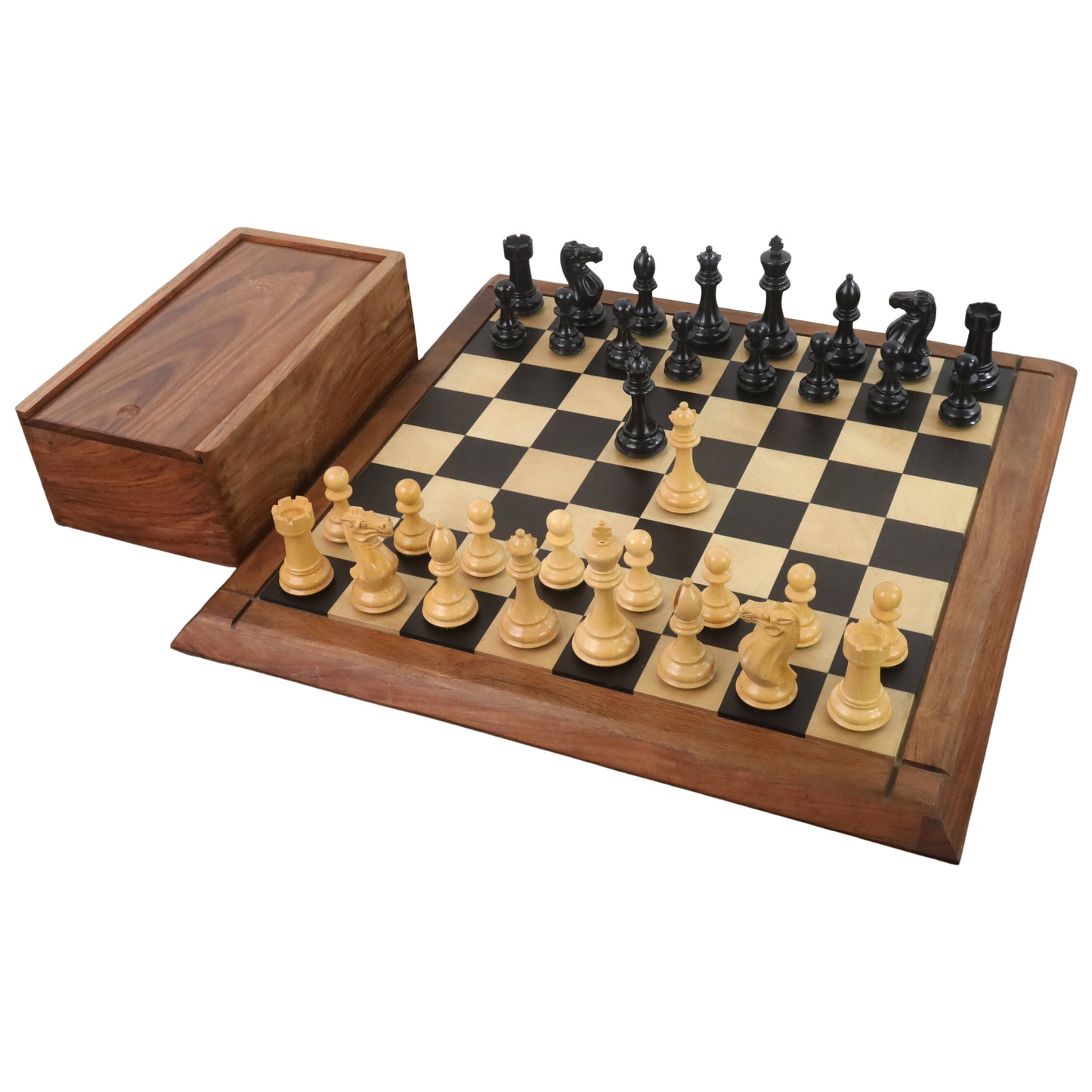 4.1" Pro Staunton Weighted Wooden Chess Set- Chess Pieces Only - Ebonised wood - 4 queens