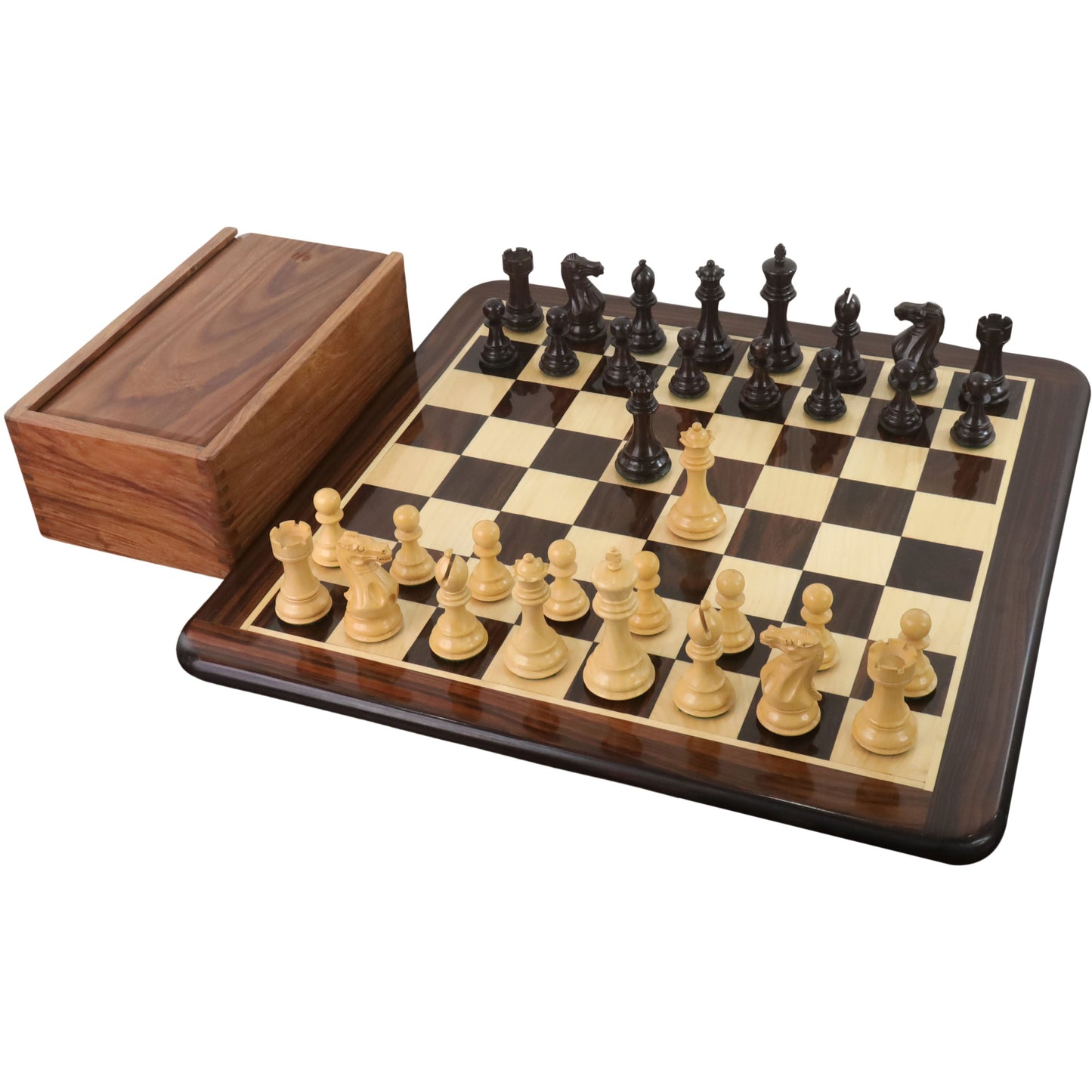 4.1" Pro Staunton Wooden Chess Set- Chess Pieces Only - Weighted Rose wood