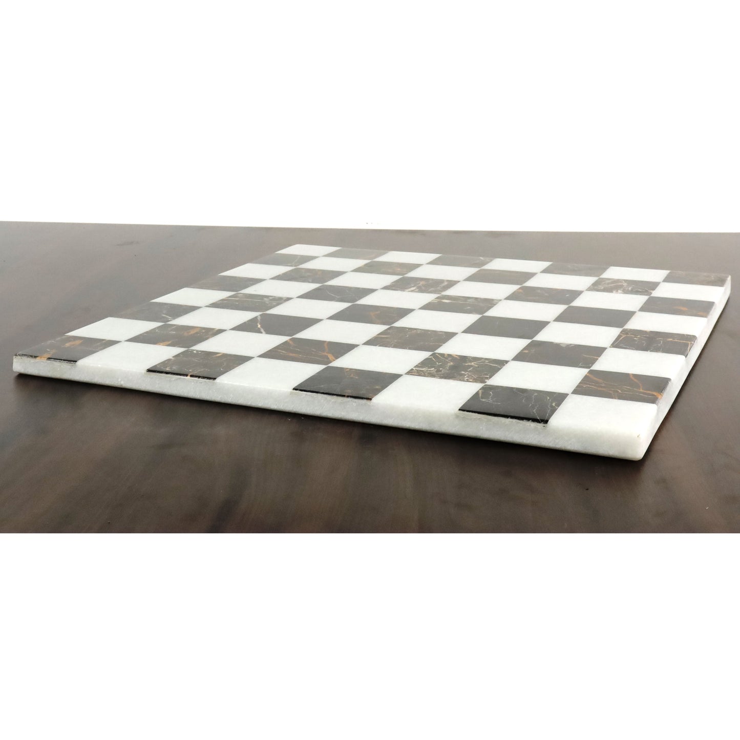 18'' Borderless Marble Stone Luxury Chess Board - Black and White Marble Stone